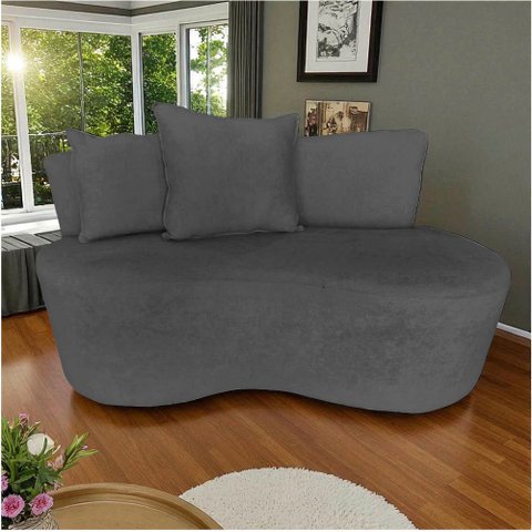 Namoradeira Sofá 2 Lugares Yara Orgânica Suede Cinza