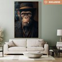 Ver imagem 1 de Quadro Decorativos Chimpanzé Gangster Sala Quarto Casa Escritório