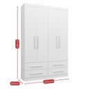 Ver imagem 3 de Guarda-Roupa Casal 4 Portas 4 Gavetas Majestic Branco