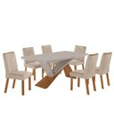 Ver imagem 2 de Conjunto Sala de Jantar Mesa 180cm e 6 Cadeiras Kate Off White Creme/ Naturalle /Off White