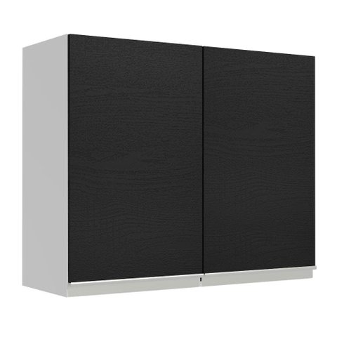 Armário de Cozinha Aéreo 80 cm 2 Portas Branco/Preto Glamy Madesa