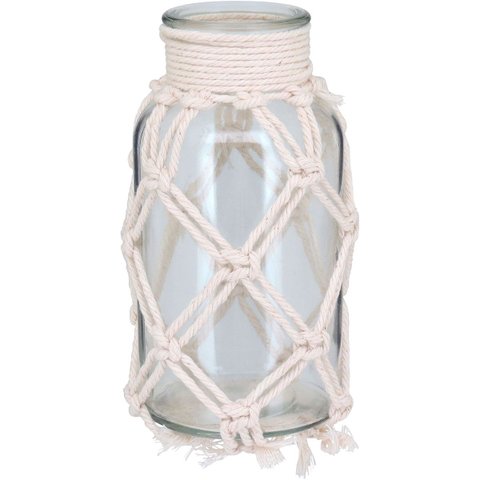 Vaso Decorativo Enfeite Casa Trama Algodão Vidro 16x9x9cm