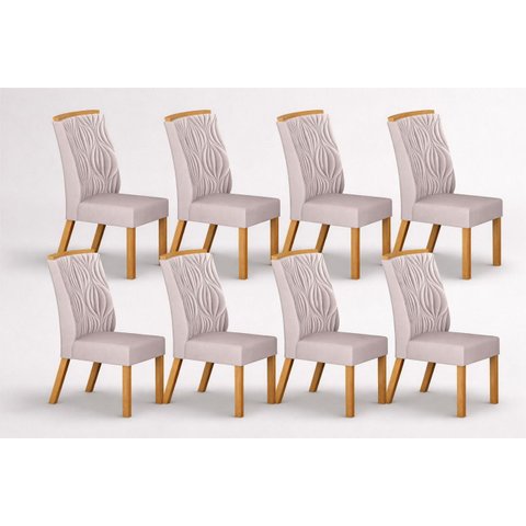 Kit 8 Cadeiras Maciça de Jantar Estofada Ilhéus- Arbo Design