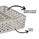 Ver imagem 3 de Kit 3 Cestos Organizadores Multiuso Plástico Prime Cinza Claro Grande, Médio e Pequeno - Mundial Cas