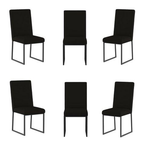 Kit 6 Cadeiras para Mesa de Jantar Base Industrial Preto Balaqui Cor:preto