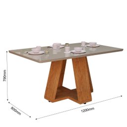 Mesa de Jantar Pérola 120x80 Retangular Off White 6 Lugares Tampo Vidro Estilo Elegante - 3