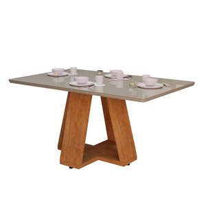 Mesa de Jantar Pérola 120x80 Retangular Off White 6 Lugares Tampo Vidro Estilo Elegante