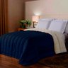 Cobertor Edredom 2 em 1 Sherpa Casal Queen Dupla Face na Cor Azul Marinho Cotex - 1
