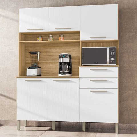 Armário de Cozinha Compacta 160cm Montreal K02 Freijó/Supremo - Mpozenato