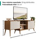 Ver imagem 2 de Rack Bancada para TV 65" 180cm MDP-MDF Carvalho Areia Milani Movelaria