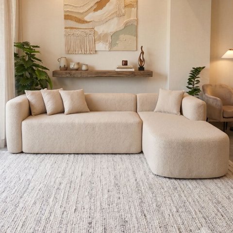 Sofá Orgânico Módulo Curvo Siena 2,6MTS Boucle Bege - Montanari'S Decor