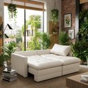 Ver imagem 5 de Sofá-Cama Retrátil e Reclinável Couro Legítimo 2 Lugares 180cm Cannes