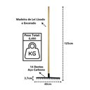 Ver imagem 2 de Ancinho 14 Dentes Aço Carbono Cabo Madeira pra Limpeza 125cm