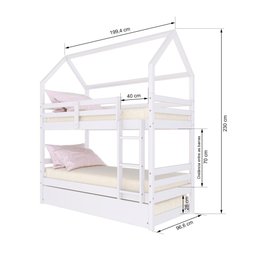 Treliche Casinha Solteiro Slim Rb Madeira Maciça Branco Housin - 3