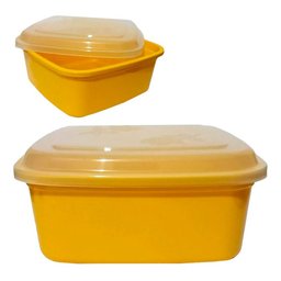 Conjunto De Potes Quadrado Florido Vasilhas De Plástico C/3 - Mesclados - 1