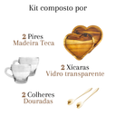 Ver imagem 3 de Jogo Xícaras Chá + Pires Coracao Madeira + Colher Sobremesa