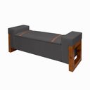 Ver imagem 1 de Recamier Baú Pés em Madeira Cama Casal 1,30m Retro Premium Estofado Estilo Decorativo Cor Cinza