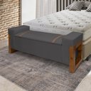 Ver imagem 2 de Recamier Baú Pés em Madeira Cama Casal 1,30m Retro Premium Estofado Estilo Decorativo Cor Cinza