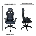 Ver imagem 3 de Cadeira Escritório Gamer Estofada Giratória Suporte Lombar e Cervical Ajuste Regulagem Luzes Led Rgb