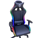 Ver imagem 2 de Cadeira Escritório Gamer Estofada Giratória Suporte Lombar e Cervical Ajuste Regulagem Luzes Led Rgb