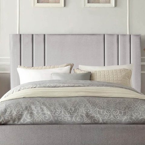 Cabeceira Estofada Grécia 100CM Solteiro Suede Cinza Claro - D A DECOR