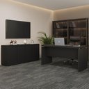 Ver imagem 1 de Conjunto de Escritório Office 2 Peças Mesa e Balcão Hera - Via Nossa - Preto