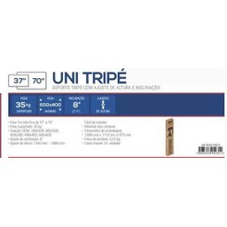 Uni Pro Tripe Pedestal de Chão para Tv Tela Plana 70 Pol 1240 a 1880 Cms Preto - 4