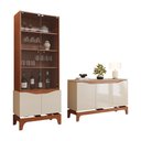 Ver imagem 4 de Kit com Cristaleira 2 Portas de Vidro e Buffet Joile com Efeito Flutuante Freijó Off White DJ Móveis