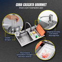 Ver imagem 4 de Cuba Cascata Gourmet Premium Torneira Lavador Copos Completa Aço Inoxidável 304 Brinovar