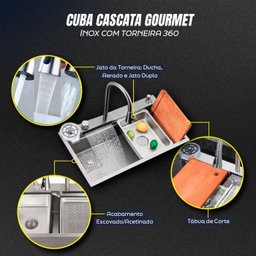 Cuba Cascata Gourmet Premium Torneira Lavador Copos Completa Aço Inoxidável 304 Brinovar - 8