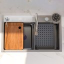 Ver imagem 6 de Cuba Cascata Gourmet Premium Torneira Lavador Copos Completa Aço Inoxidável 304 Brinovar