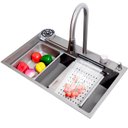 Ver imagem 7 de Cuba Cascata Gourmet Premium Torneira Lavador Copos Completa Aço Inoxidável 304 Brinovar