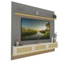 Ver imagem 2 de Estante Home para TV até 85 Polegadas com LED Ripado e Portas Rattan 100% MDF 250CMX228,8cm Nobre Native Cinza