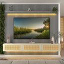 Ver imagem 7 de Estante Home para TV até 85 Polegadas com LED Ripado e Portas Rattan 100% MDF 250CMX228,8cm Nobre Native Cinza