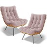 Kit 2 Poltronas Decorativas Sala de Estar Costela L02 Bouclê Rosê - Lyam Decor - 1