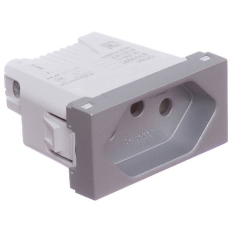 Módulo Tomada 2 Pinos + Terra 10 Amperes 250 Volts Alumínio Orion - S70202174 - Schneider Modulo Tom