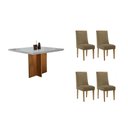 Ver imagem 1 de Conjunto: Mesa de Cozinha Berlim Curvo 90cm + 4 Cadeiras Maldivas Naturale/off White - Corano