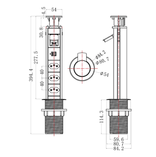 Tomada Elétrica para Mesa Forma de Torre Usb Tipo C - 6