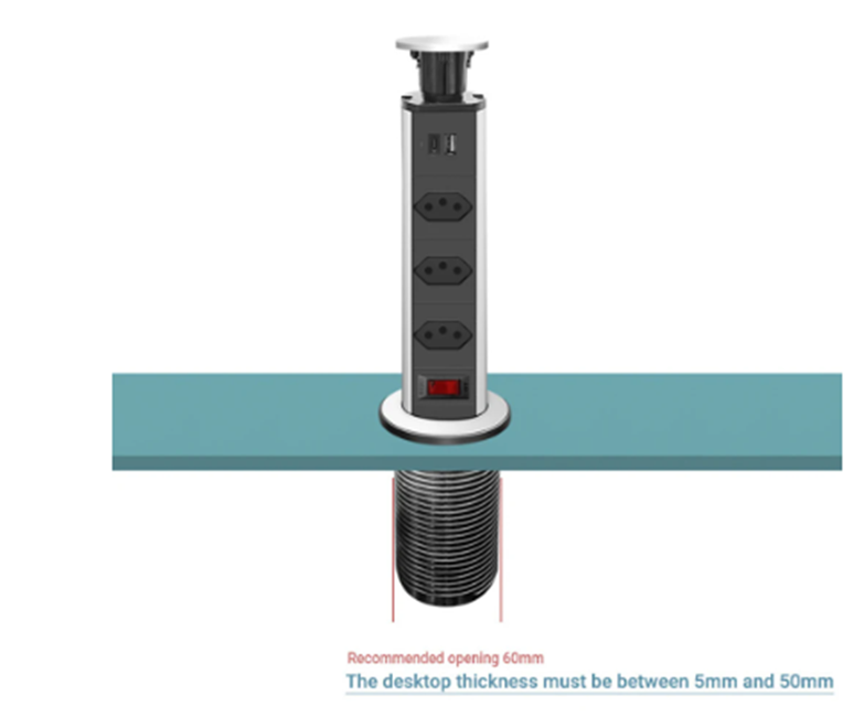 Tomada Elétrica para Mesa Forma de Torre Usb Tipo C - 4