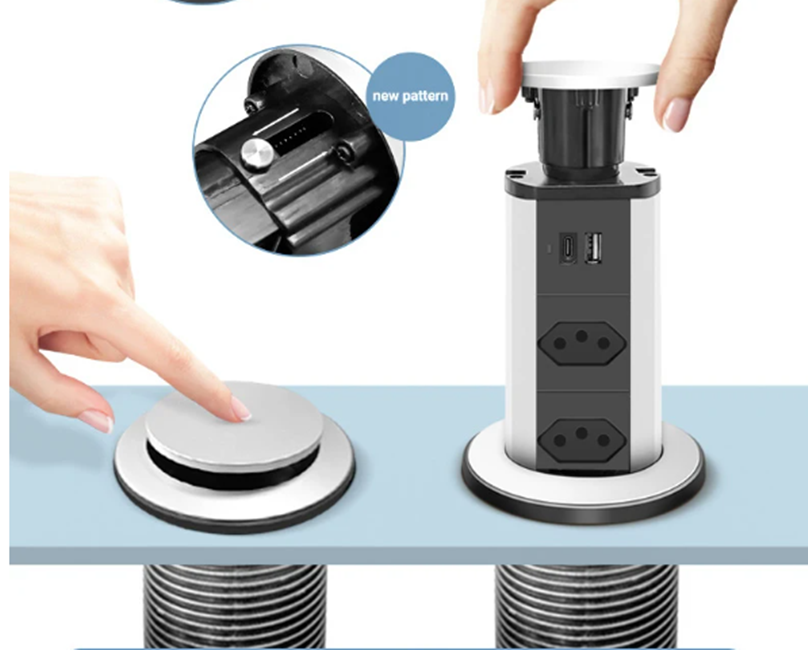 Tomada Elétrica para Mesa Forma de Torre Usb Tipo C - 7