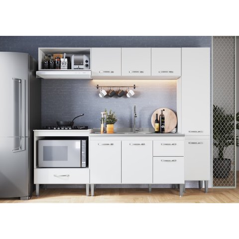 Cozinha Modulada 9 Portas Larissa Branco- ALJ Móveis