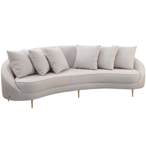 Sofá 3 Lugares para Sala de Estar Living Orgânico 190cm Moah T03 Linho Bege - Lyam Decor