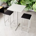 Ver imagem 1 de Conjunto Mesa Alta Bar Bistrô Quadrada Branca 2 Bancos Estofado Don Castro Decor
