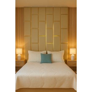 Cabeceira Estofada Adesiva Dominó com fita 1,87 x  2,47m