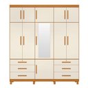 Ver imagem 4 de Guarda Roupa Casal Triton Plus 11 Portas com Espelho e Cômoda Toronto Cinamomo Off White - Móveis Al