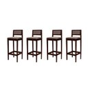 Ver imagem 2 de Kit 4 Banquetas Assento Encosto Estofado em Linho Hellen:imbuia com Linho Marrom