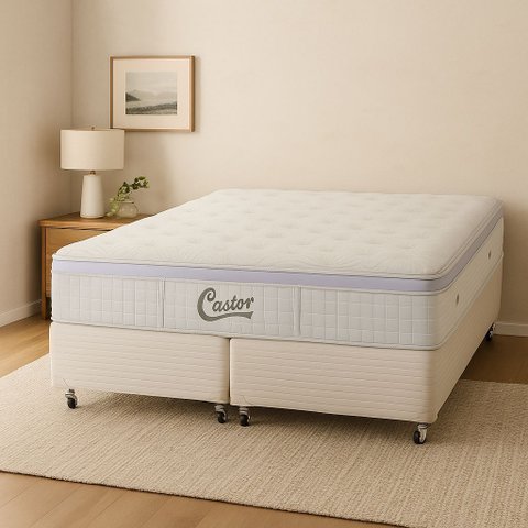 Cama Box King Castor Vitagel Euro One Face Pocket 193x203x59 + Box Castor