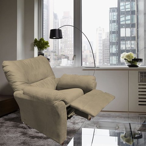 Poltronas Reclinável Do Papai e Mamãe Pra Sala de Estar e Descanso Manu - Beatriz Decor - Bege Escur