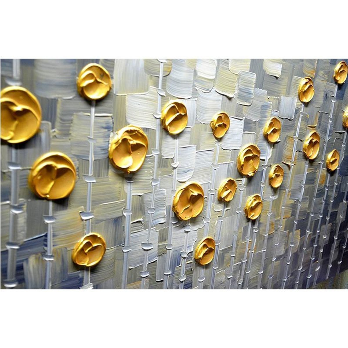 Quadro Pintura Tela bambu dots prata pontos golden 5555: 50cm (A) x 100cm (L) - 3