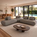 Ver imagem 1 de Sofá de Canto Modulado Orgânico com Almofadas e Base Madeira Maciça 280CMX340CM Madri